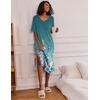 Ekouaer Womens Long Nightgown Short Sleeve Night Shirt Plus Size Sleepwear(Celadon Floral)