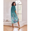 Ekouaer Womens Long Nightgown Short Sleeve Night Shirt Plus Size Sleepwear(Celadon Floral)