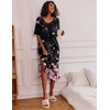 Ekouaer Womens Long Nightgown Short Sleeve Night Shirt Plus Size Sleepwear(Cherry Blossom)