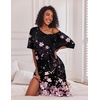 Ekouaer Womens Long Nightgown Short Sleeve Night Shirt Plus Size Sleepwear(Cherry Blossom)
