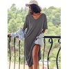 Ekouaer Womens Long Nightgown Short Sleeve Night Shirt Plus Size Sleepwear(Dark Grey)