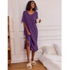 Ekouaer Womens Long Nightgown Short Sleeve Night Shirt Plus Size Sleepwear(Dark Purple)