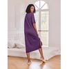 Ekouaer Womens Long Nightgown Short Sleeve Night Shirt Plus Size Sleepwear(Dark Purple)