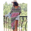 Ekouaer Womens Long Nightgown Short Sleeve Night Shirt Plus Size Sleepwear(Ethnic Rose Red)