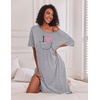Ekouaer Womens Long Nightgown Short Sleeve Night Shirt Plus Size Sleepwear(Grey)