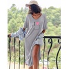 Ekouaer Womens Long Nightgown Short Sleeve Night Shirt Plus Size Sleepwear(Grey)