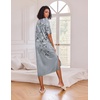 Ekouaer Womens Long Nightgown Short Sleeve Night Shirt Plus Size Sleepwear(Grey Floral)