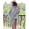 Ekouaer Womens Long Nightgown Short Sleeve Night Shirt Plus Size Sleepwear(Grey Floral)