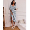 Ekouaer Womens Long Nightgown Short Sleeve Night Shirt Plus Size Sleepwear(Grey Floral)