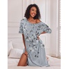 Ekouaer Womens Long Nightgown Short Sleeve Night Shirt Plus Size Sleepwear(Grey Floral)