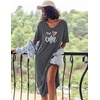 Ekouaer Womens Long Nightgown Short Sleeve Night Shirt Plus Size Sleepwear(Medium Grey)