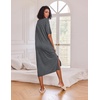 Ekouaer Womens Long Nightgown Short Sleeve Night Shirt Plus Size Sleepwear(Medium Grey)