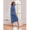 Ekouaer Womens Long Nightgown Short Sleeve Night Shirt Plus Size Sleepwear(Navy)