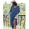 Ekouaer Womens Long Nightgown Short Sleeve Night Shirt Plus Size Sleepwear(Navy)
