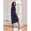 Ekouaer Womens Long Nightgown Short Sleeve Night Shirt Plus Size Sleepwear(Navy Blue)