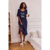 Ekouaer Womens Long Nightgown Short Sleeve Night Shirt Plus Size Sleepwear(Navy Blue)