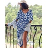 Ekouaer Womens Long Nightgown Short Sleeve Night Shirt Plus Size Sleepwear(Navy Blue Flower)