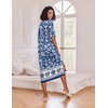 Ekouaer Womens Long Nightgown Short Sleeve Night Shirt Plus Size Sleepwear(Navy Blue Flower)