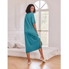 Ekouaer Womens Long Nightgown Short Sleeve Night Shirt Plus Size Sleepwear(Peacock Blue)