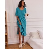 Ekouaer Womens Long Nightgown Short Sleeve Night Shirt Plus Size Sleepwear(Peacock Blue)