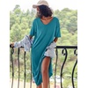 Ekouaer Womens Long Nightgown Short Sleeve Night Shirt Plus Size Sleepwear(Peacock Blue)