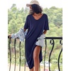 Ekouaer Womens Long Nightgown Short Sleeve Night Shirt Plus Size Sleepwear(Pure Navy Blue)