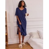 Ekouaer Womens Long Nightgown Short Sleeve Night Shirt Plus Size Sleepwear(Pure Navy Blue)