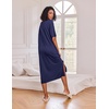 Ekouaer Womens Long Nightgown Short Sleeve Night Shirt Plus Size Sleepwear(Pure Navy Blue)