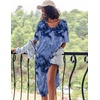 Ekouaer Womens Long Nightgown Short Sleeve Night Shirt Plus Size Sleepwear(Tie Dye Blue)