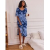 Ekouaer Womens Long Nightgown Short Sleeve Night Shirt Plus Size Sleepwear(Tie Dye Blue)