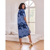 Ekouaer Womens Long Nightgown Short Sleeve Night Shirt Plus Size Sleepwear(Tie Dye Blue)