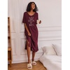 Ekouaer Womens Long Nightgown Short Sleeve Night Shirt Plus Size Sleepwear(Wine Red Crown)