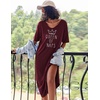 Ekouaer Womens Long Nightgown Short Sleeve Night Shirt Plus Size Sleepwear(Wine Red Crown)