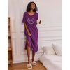 Ekouaer Womens Long Nightgown Short Sleeve Night Shirt Plus Size Sleepwear(Wineberry Heart)