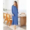 Ekouaer Women’s Long Sleeve Nightgown Full Length Nightshirt with Pockets(A-blue)