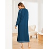 Ekouaer Women’s Long Sleeve Nightgown Full Length Nightshirt with Pockets(A-dark Blue)