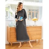Ekouaer Women’s Long Sleeve Nightgown Full Length Nightshirt with Pockets(A-dark Grey)