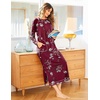 Ekouaer Women’s Long Sleeve Nightgown Full Length Nightshirt with Pockets(A_floral Red)