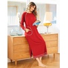 Ekouaer Women’s Long Sleeve Nightgown Full Length Nightshirt with Pockets(A-red)