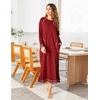 Ekouaer Women’s Long Sleeve Nightgown Full Length Nightshirt with Pockets(A-wine Red)