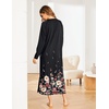 Ekouaer Women’s Long Sleeve Nightgown Full Length Nightshirt with Pockets(Black Flower)