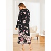 Ekouaer Women’s Long Sleeve Nightgown Full Length Nightshirt with Pockets(Black Pink Floral)