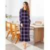 Ekouaer Women’s Long Sleeve Nightgown Full Length Nightshirt with Pockets(Black Purple Plaid)