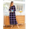 Ekouaer Women’s Long Sleeve Nightgown Full Length Nightshirt with Pockets(Black Purple Plaid)