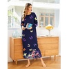 Ekouaer Women’s Long Sleeve Nightgown Full Length Nightshirt with Pockets(Butterfly Floral)