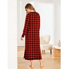 Ekouaer Women’s Long Sleeve Nightgown Full Length Nightshirt with Pockets(Christmas Plaid)