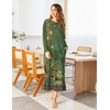 Ekouaer Women’s Long Sleeve Nightgown Full Length Nightshirt with Pockets(Green Floral)