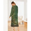 Ekouaer Women’s Long Sleeve Nightgown Full Length Nightshirt with Pockets(Green Floral)
