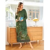Ekouaer Women’s Long Sleeve Nightgown Full Length Nightshirt with Pockets(Green Floral)