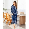 Ekouaer Women’s Long Sleeve Nightgown Full Length Nightshirt with Pockets(Navy Blue Flower)